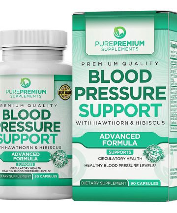 Premium Blood Pressure Support Supplement by PurePremium with Hawthorn & Hibiscus - Natural Anti-Hypertension for Cardiovascular & Circulatory Health - Vitamins & Herbs Promote Heart Health - 90 Caps