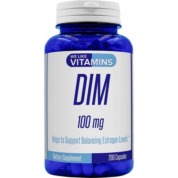 DIM 100mg 200 Capsules - 200 Day Supply - Diindolylmethane DIM Supplement for Support with Healthy Estrogen and Hormone Levels