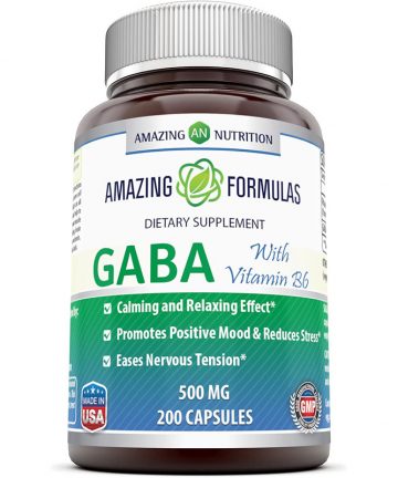 Amazing Formulas GABA (Gamma Aminobutyric Acid) with Vitamin B6 500mg 200 Capsules (Non-GMO,Gluten Free) - Natural Calming Effect - with Vitamin B-6 Promotes Relaxation - Eases Nervous Tension*