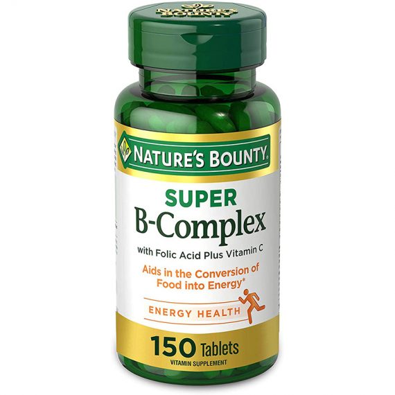 Vitamin B Complex by Nature's Bounty, Super B Complex Vitamins w/ Vitamin C for Immune Support & Folic Acid, 150 Tablets