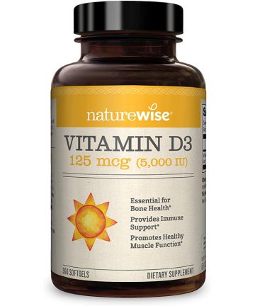 NatureWise Vitamin D3 5,000 IU (1 Year Supply) for Healthy Muscle Function, Bone Health, and Immune Support Non-GMO in Cold-Pressed Organic Olive Oil Gluten-Free (Packaging May Vary) [360 Count]
