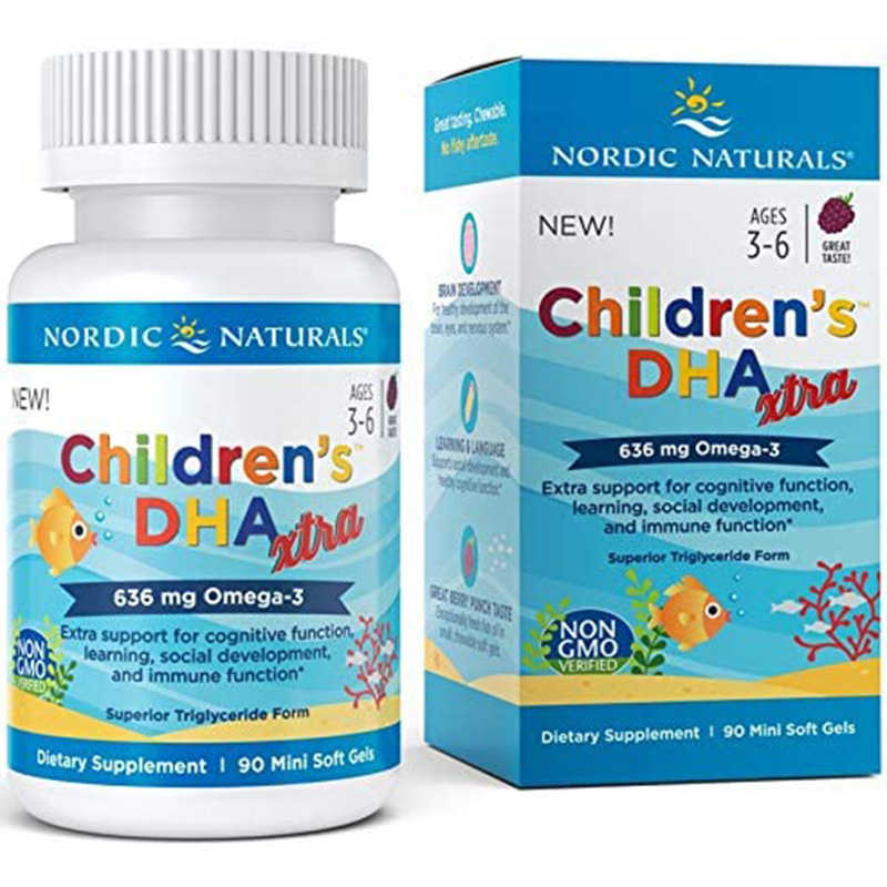Nordic Naturals Children’s DHA Xtra, Berry Punch - 90 Mini Chewable Soft Gels - 636 mg Total Omega-3s with EPA & DHA - Cognitive & Immune Function, Learning, Social Development - Non-GMO - 30 Servings