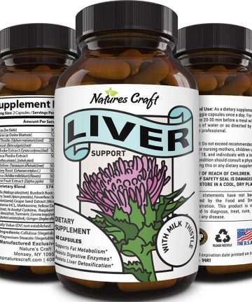 Best Liver Supplements with Milk Thistle - Artichoke - Dandelion Root Support Healthy Liver Function for Men and Women Natural Detox Cleanse Capsules Boost Immune System Relief - Natures Craft
