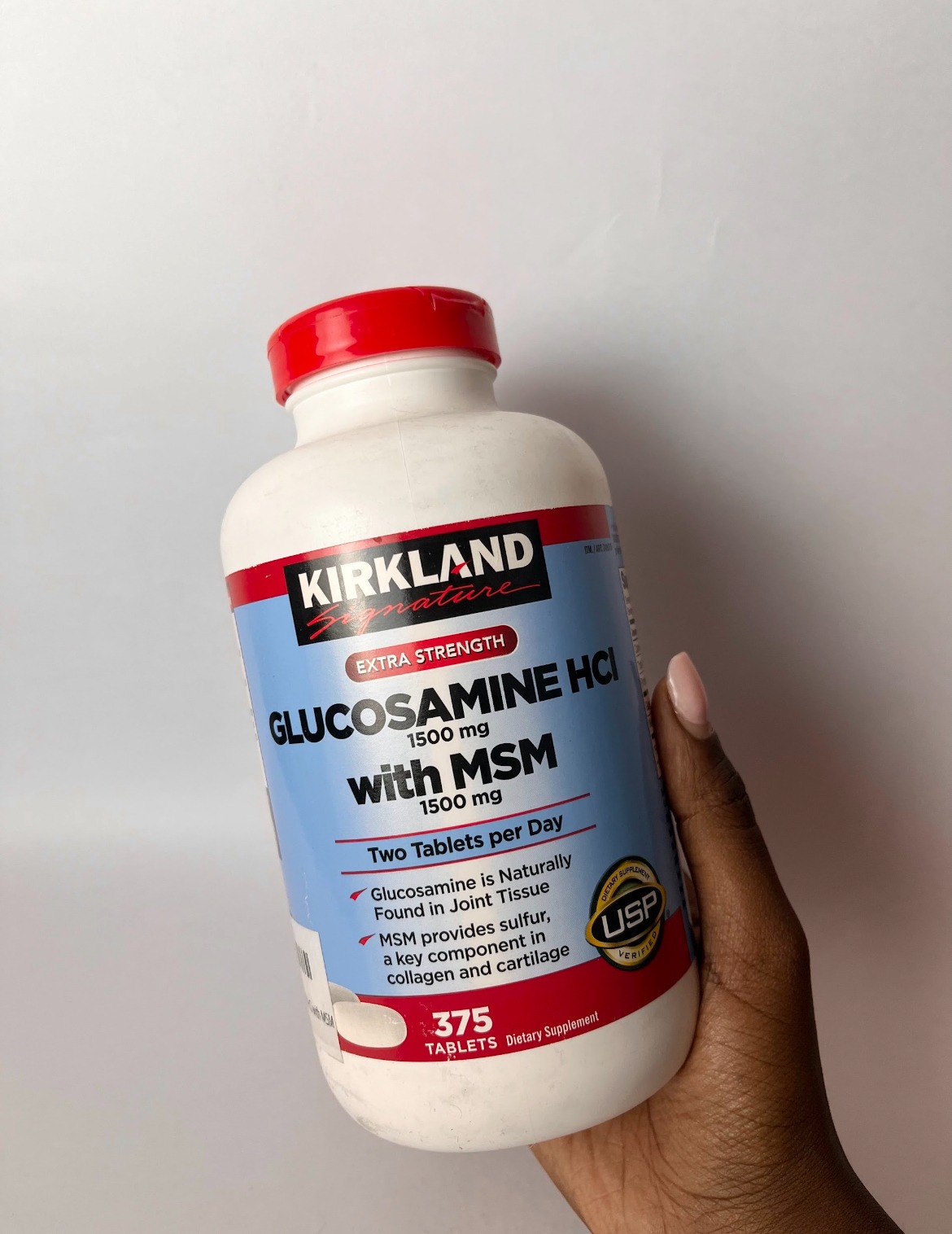 Kirkland Signature Extra Strength Glucosamine HCI 1500mg, With MSM 1500 mg, 375 Tablets