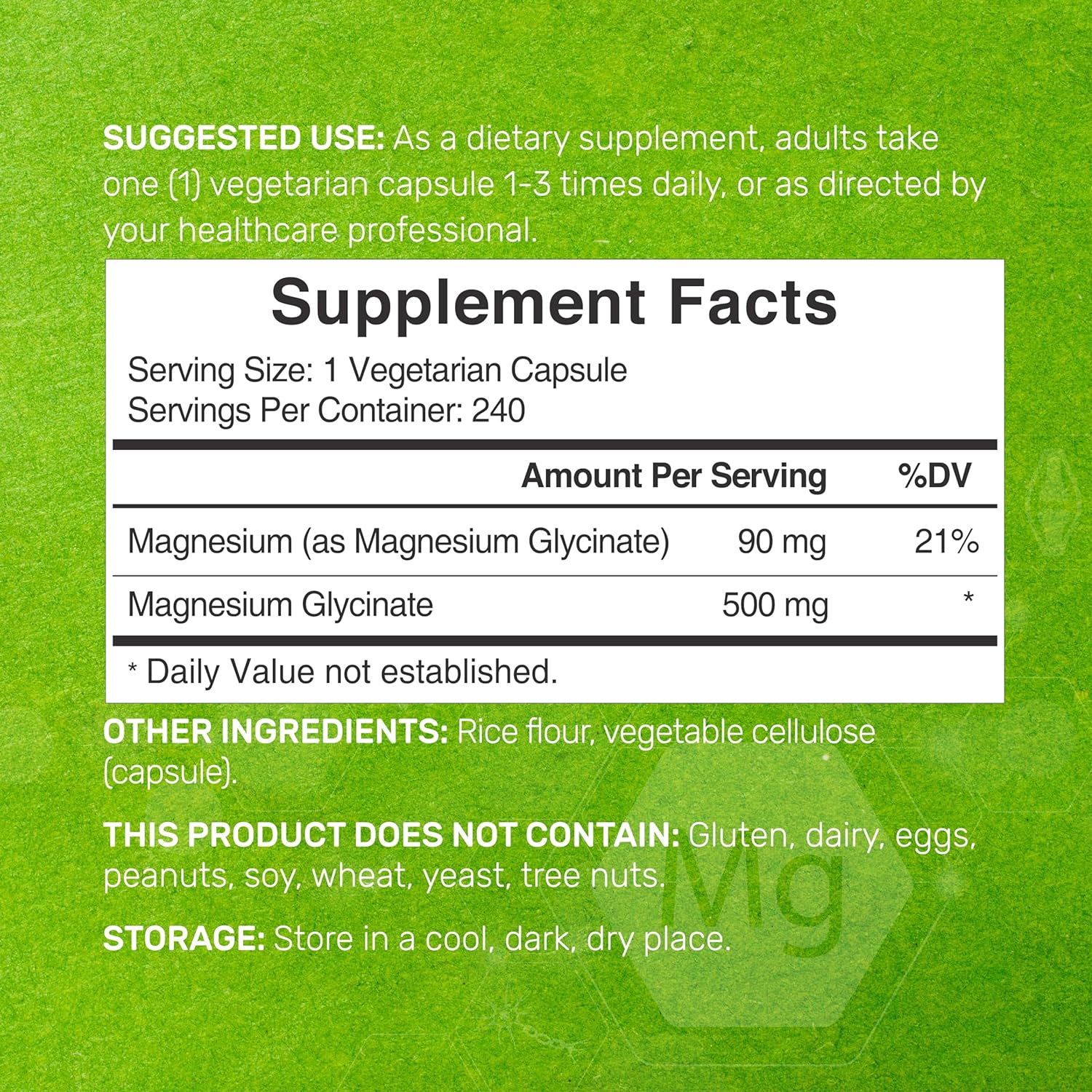 Mag Glycinate ingredients
